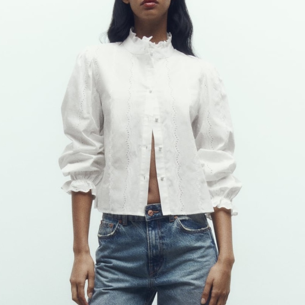 Zara Openwork Embroidery Shirt